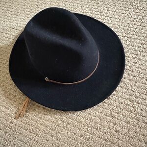 Brixton Black Fedora Hat with Brown Accent